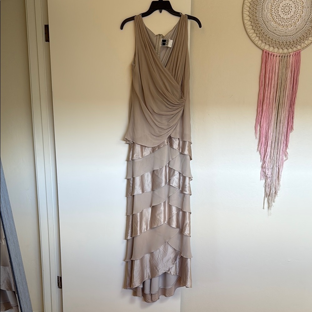 Tadashi Shoji Taupe/Nude Gown Dress